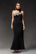 Luva One Shoulder Flower Bandage Maxi Dress