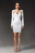 Una Long Sleeves Hollow Out Diamond Mini Dress