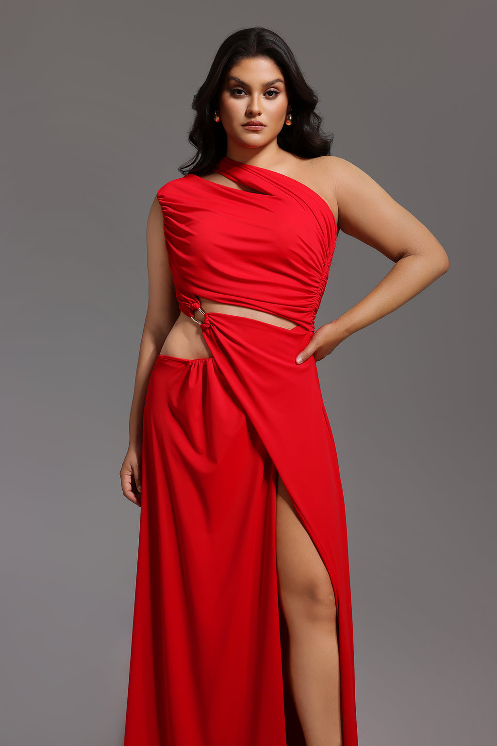 Xlyia High Slit Hollowed-out Maxi Dress