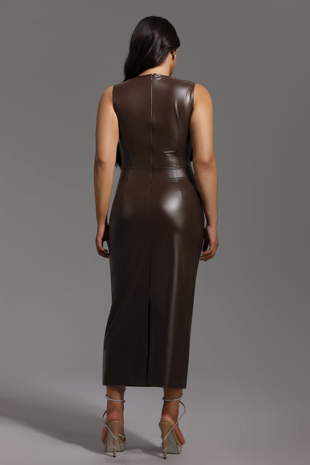 Hrinna Leather Midi Dress