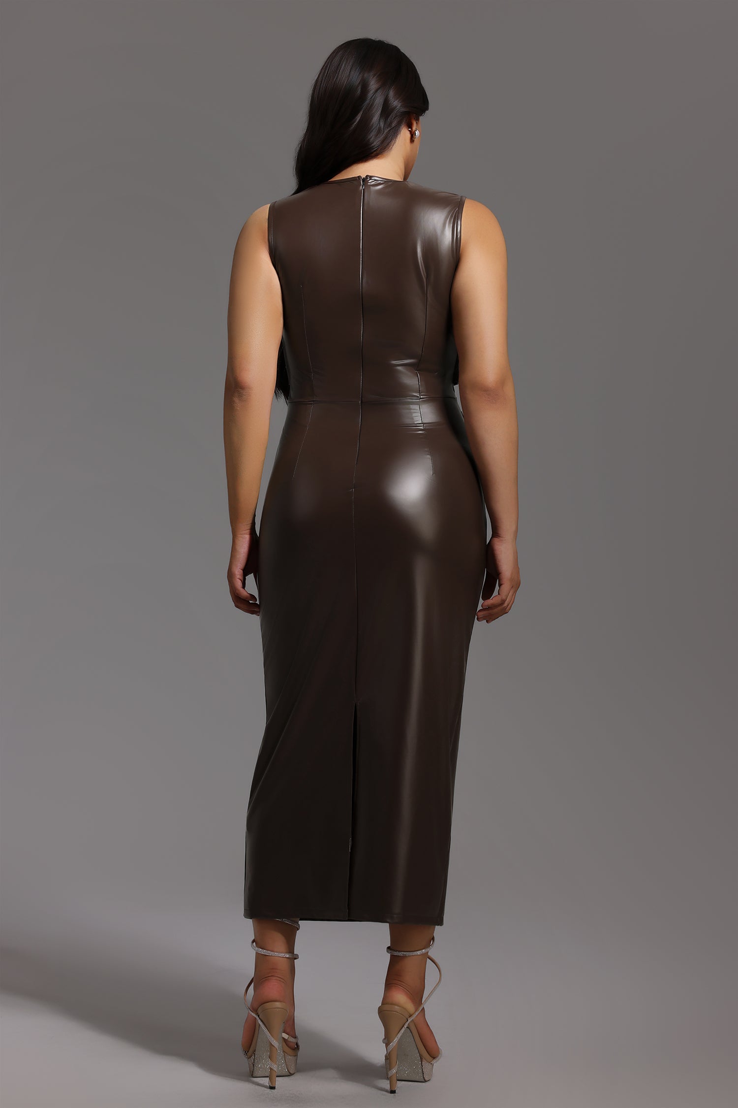 Hrinna Leather Midi Dress
