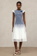 Hunter Round Neck Denim Printed Midi Dress