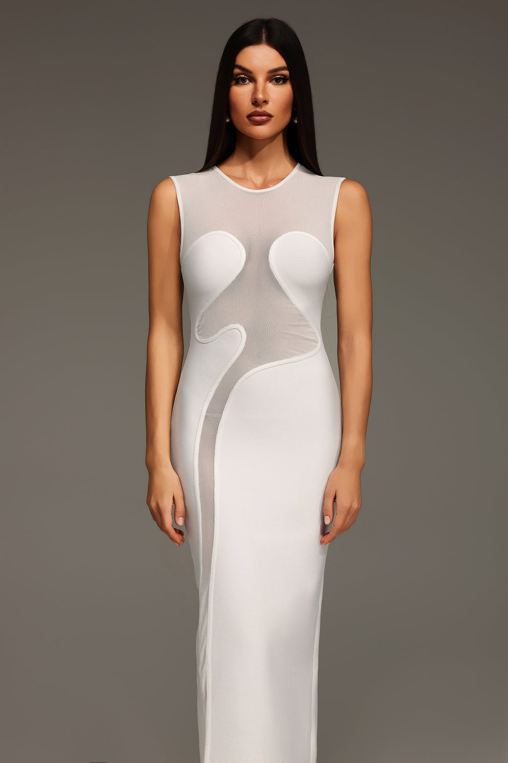 Quinn Sleeveless Concatenate Tulle Bandage Maxi Dress