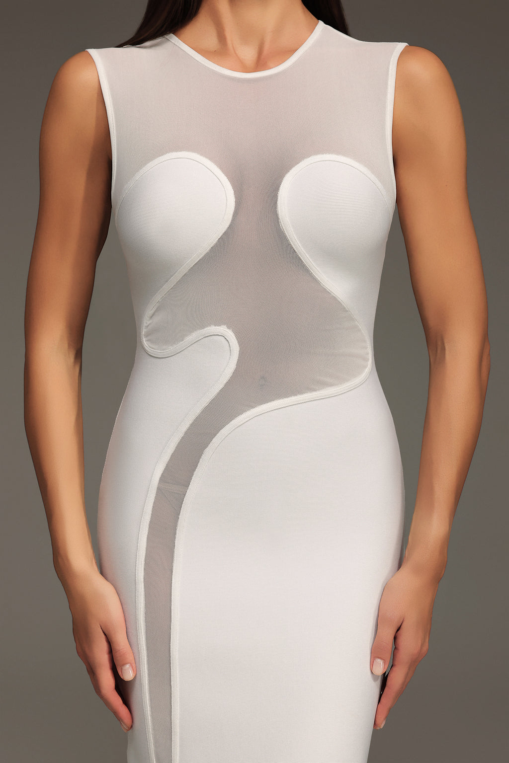 Quinn Sleeveless Concatenate Tulle Bandage Maxi Dress