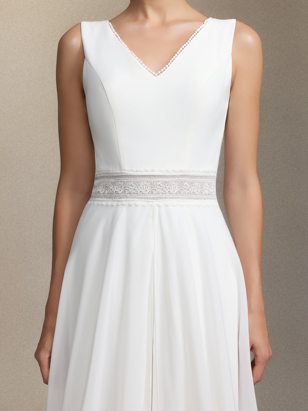 Trinvilla Deep V-neck sleeveless high-waisted maxi jumpsuit