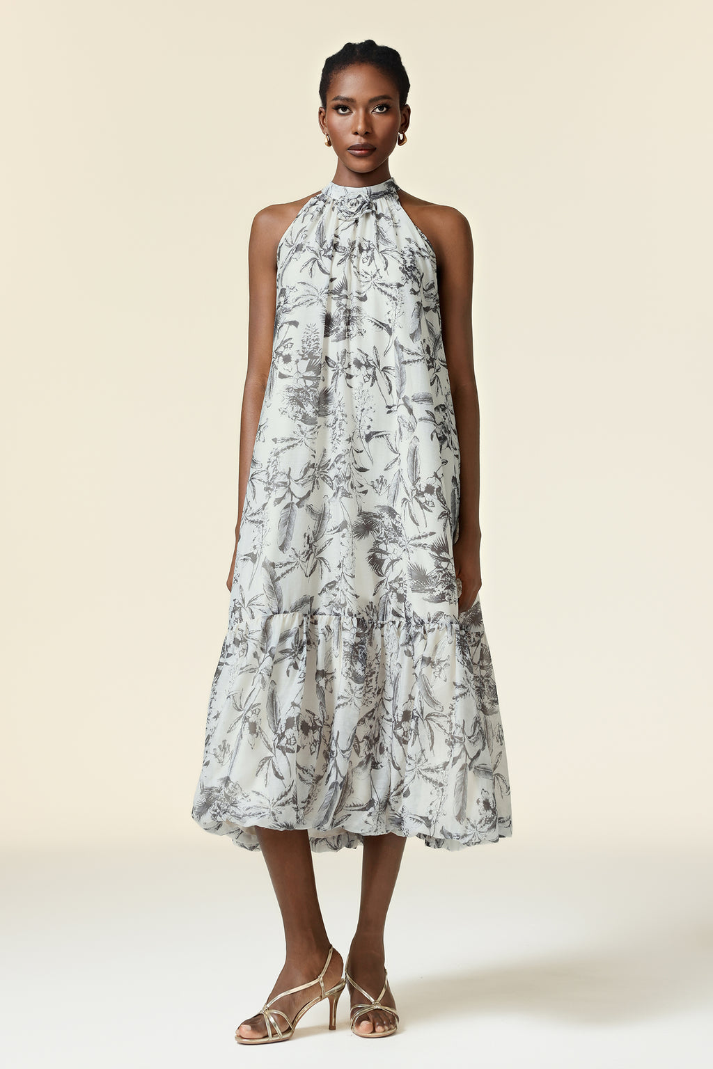 Florelle Sleeveless Flower Printed Midi Dress