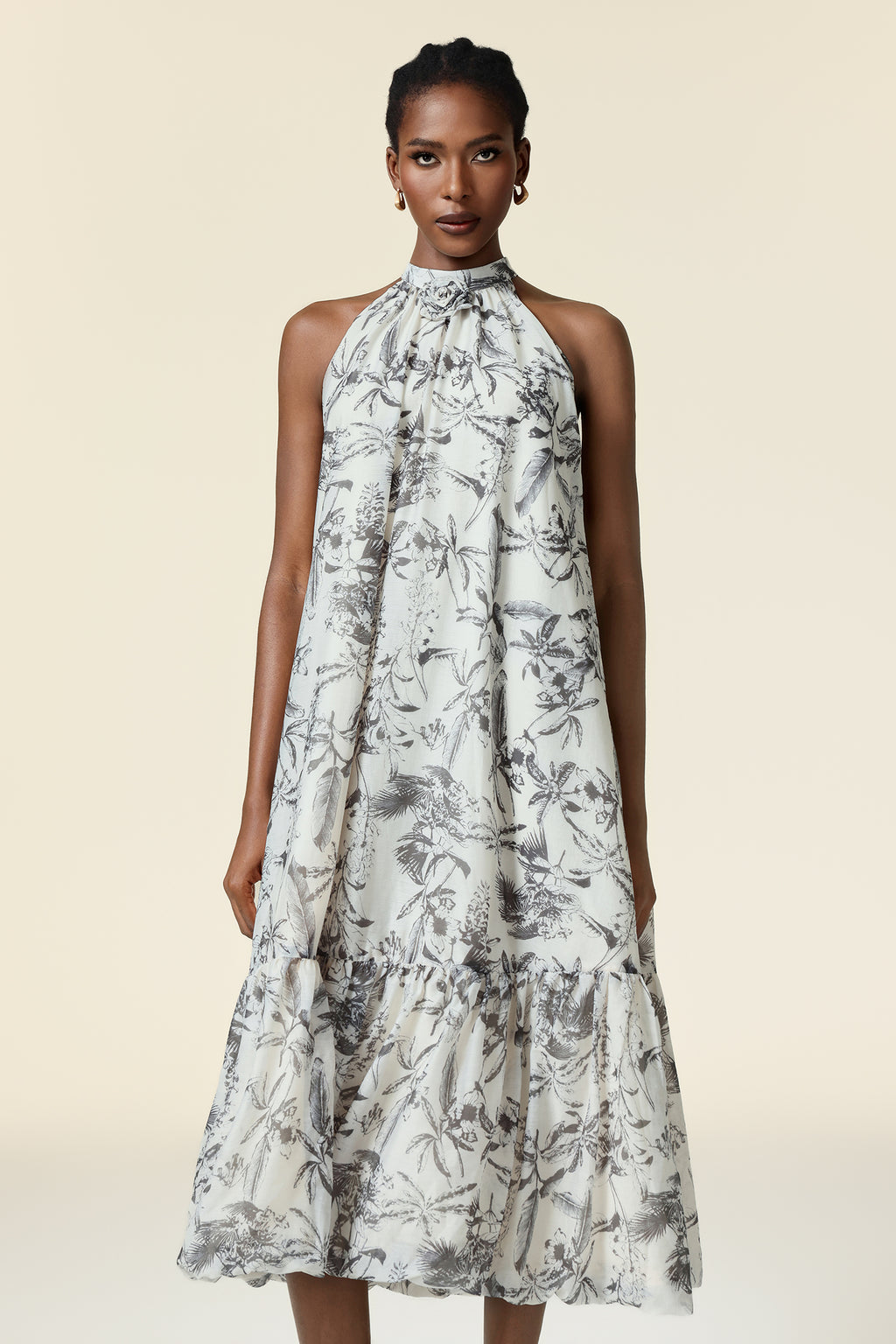 Florelle Sleeveless Flower Printed Midi Dress
