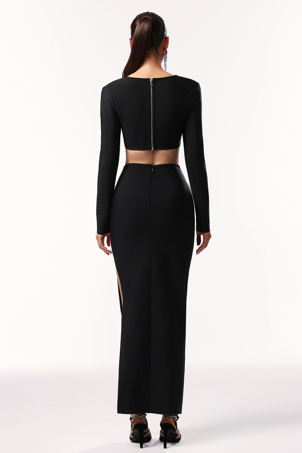 Susan Long Sleeves Hollow Out Butterfly Bandage Maxi Two-Piece Set