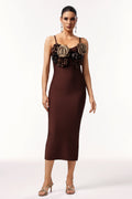 Kila Sleeveless V-Neck Flower Bandage Midi Dress