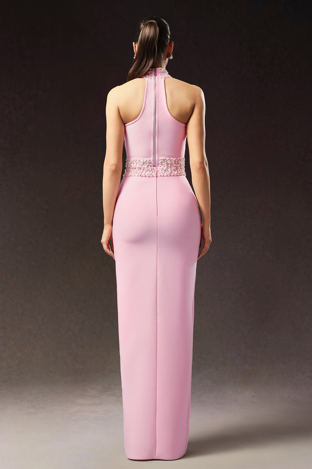 Fenby Halter Sleeveless Slit Bandage Maxi Dress