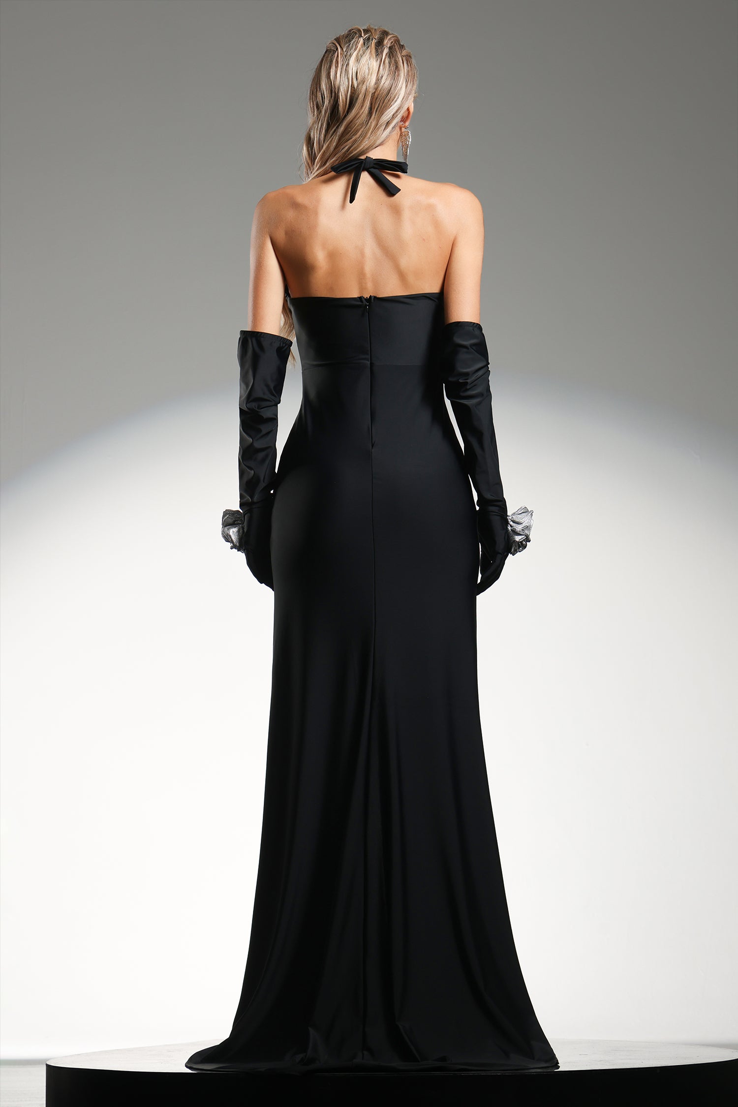 Majrela Halterneck Flowers High Slit Maxi Dress