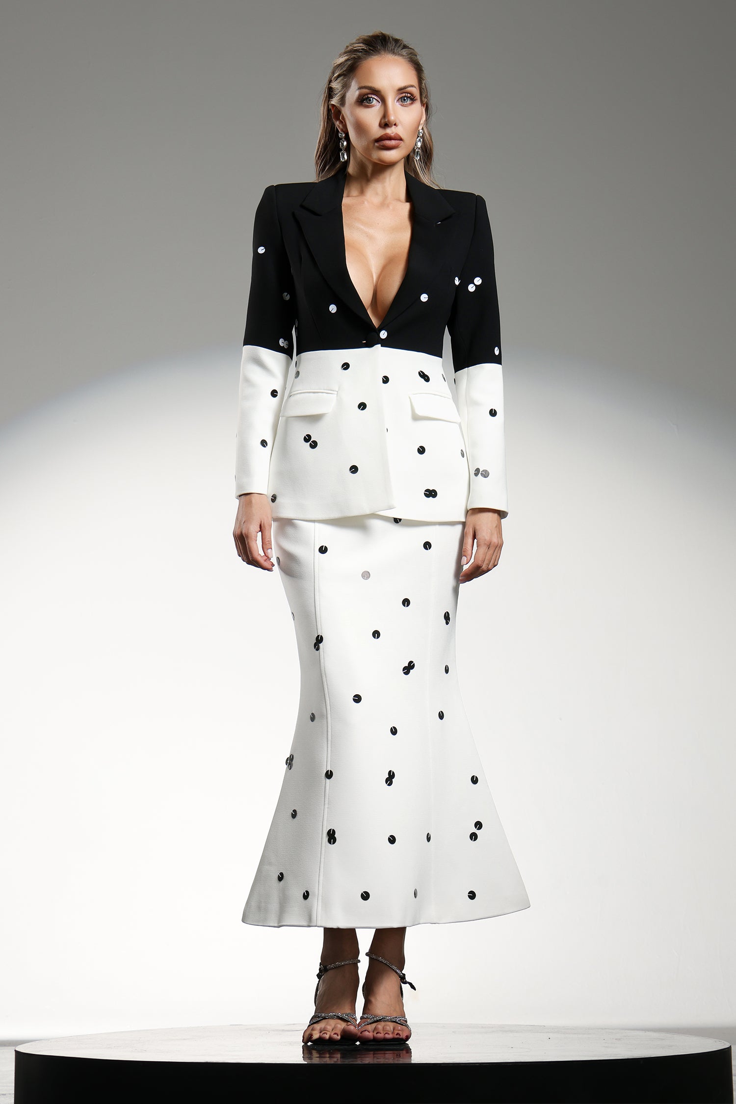 Jerlyn Long Sleeves Sequins Maxi Tow-piece Set