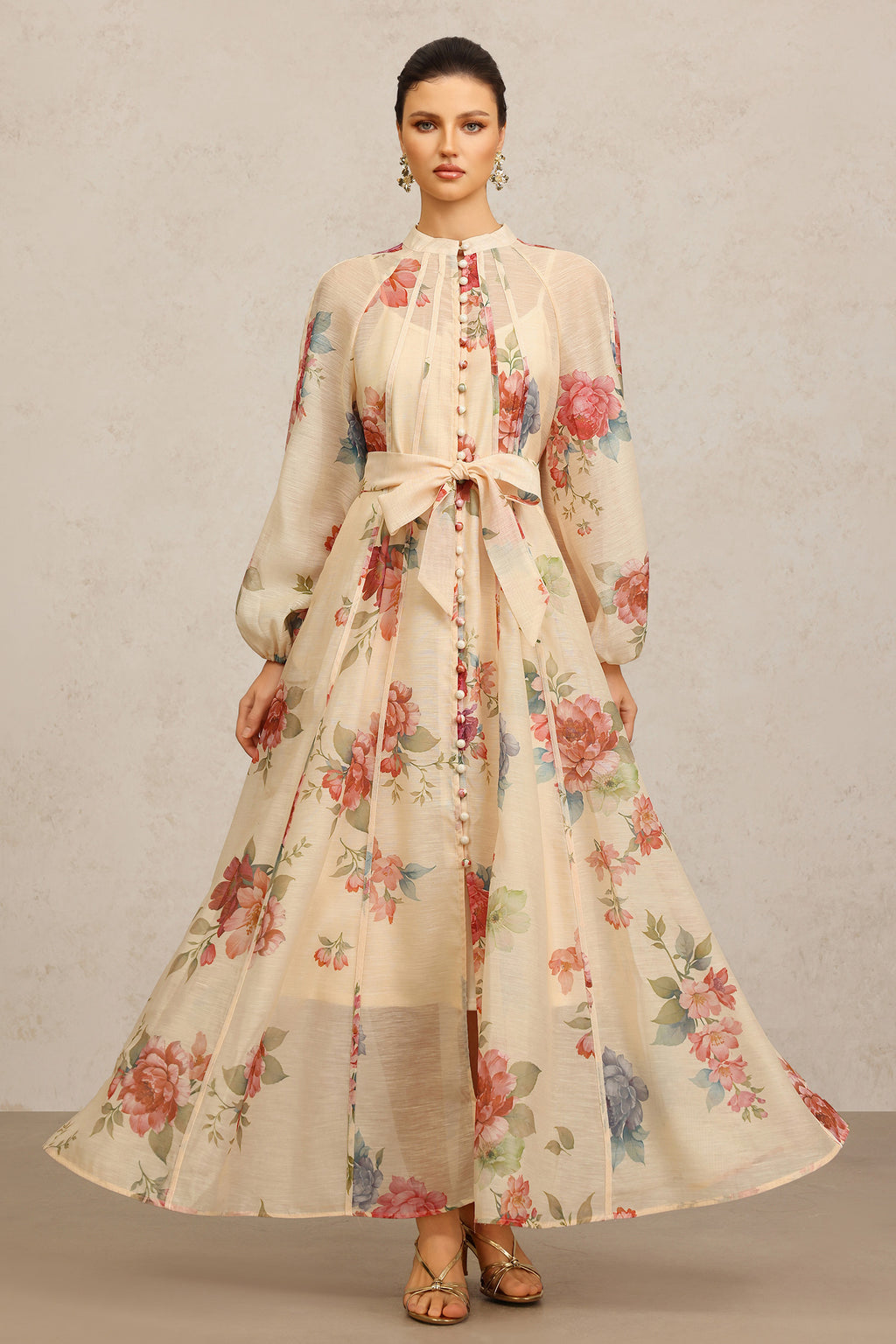 Neal Long Sleeves Floral Printed Maxi Dress