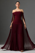 Solvia Off The Shoulder Long Sleeves Ruched Maxi Dress
