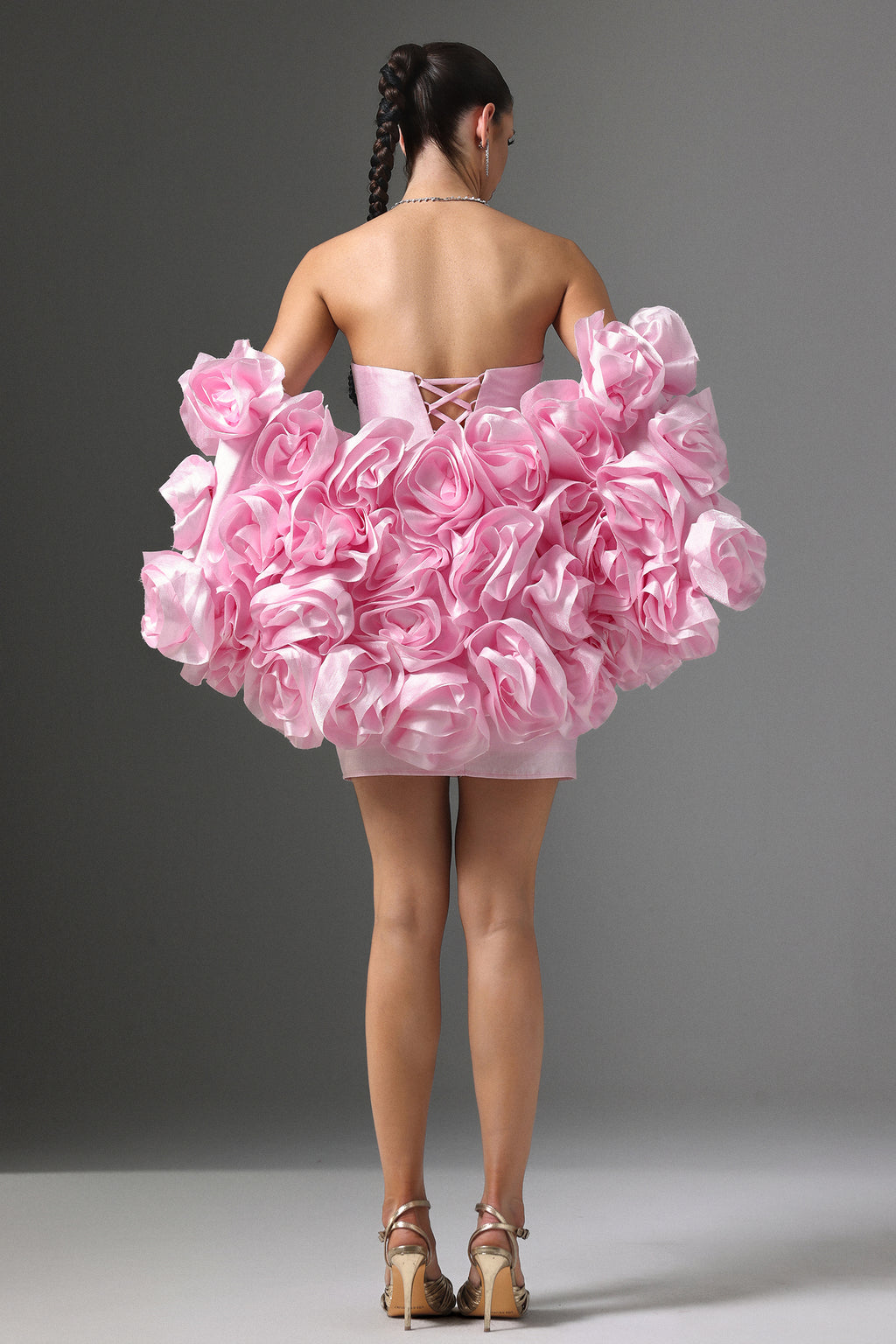 Vivi Strapless Floral Cape and Mini Dress Two-Piece Set