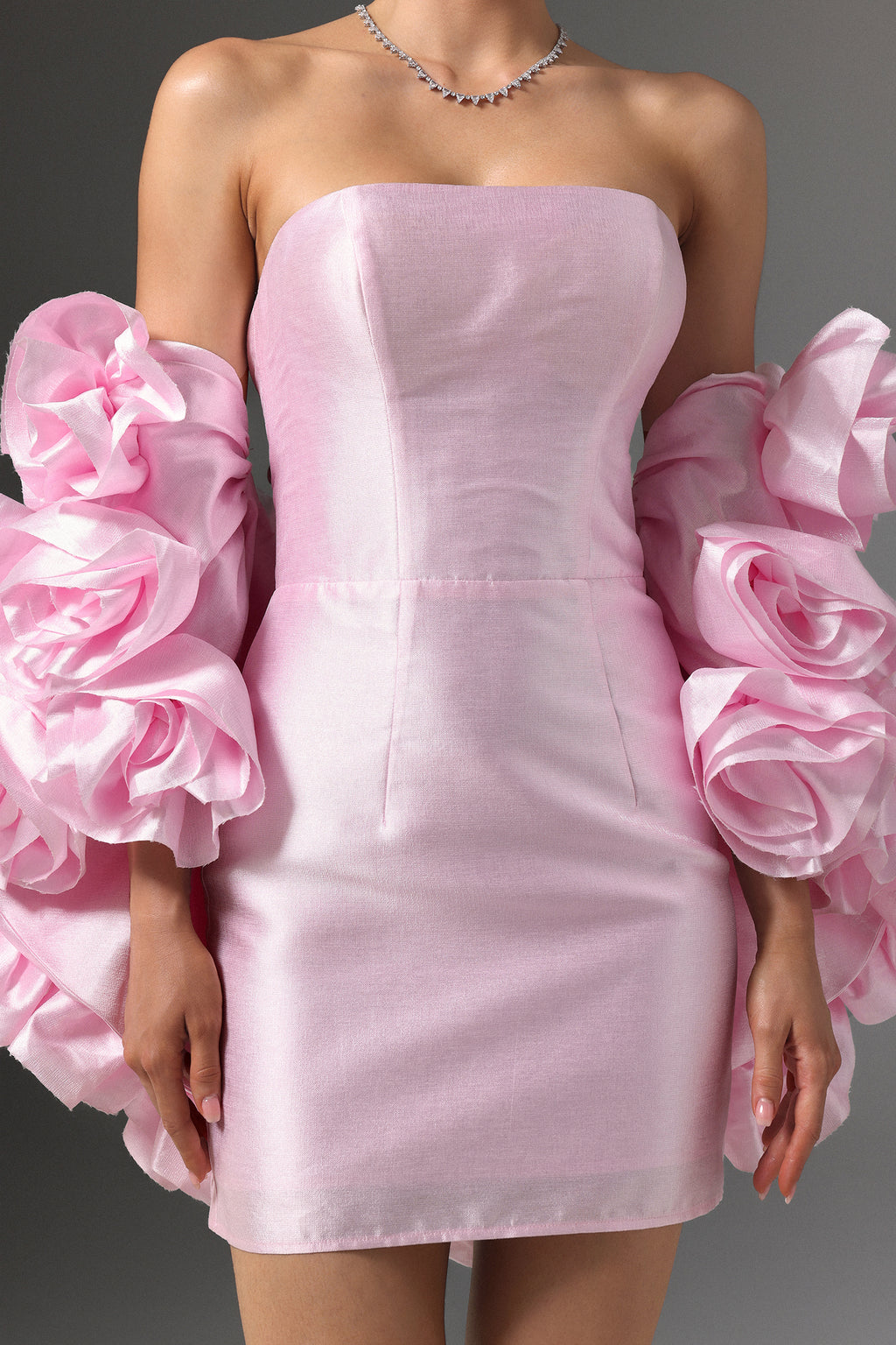 Vivi Strapless Floral Cape and Mini Dress Two-Piece Set