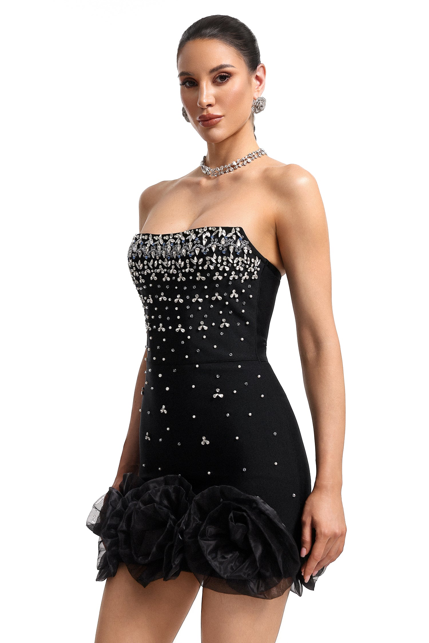 Suri Strapless Rhinestone Bandage Mini Dress