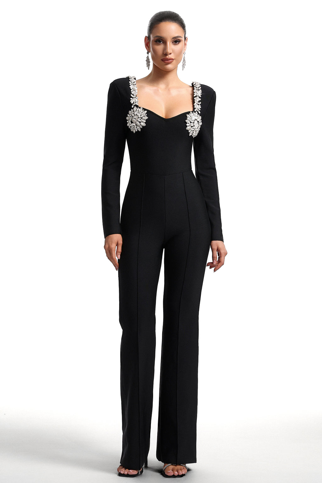 Liaco Sweetheart Neck Rhinestone Bandage Jumpsuit