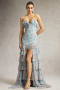 Haliy Floral Print Ruffle Maxi Dress