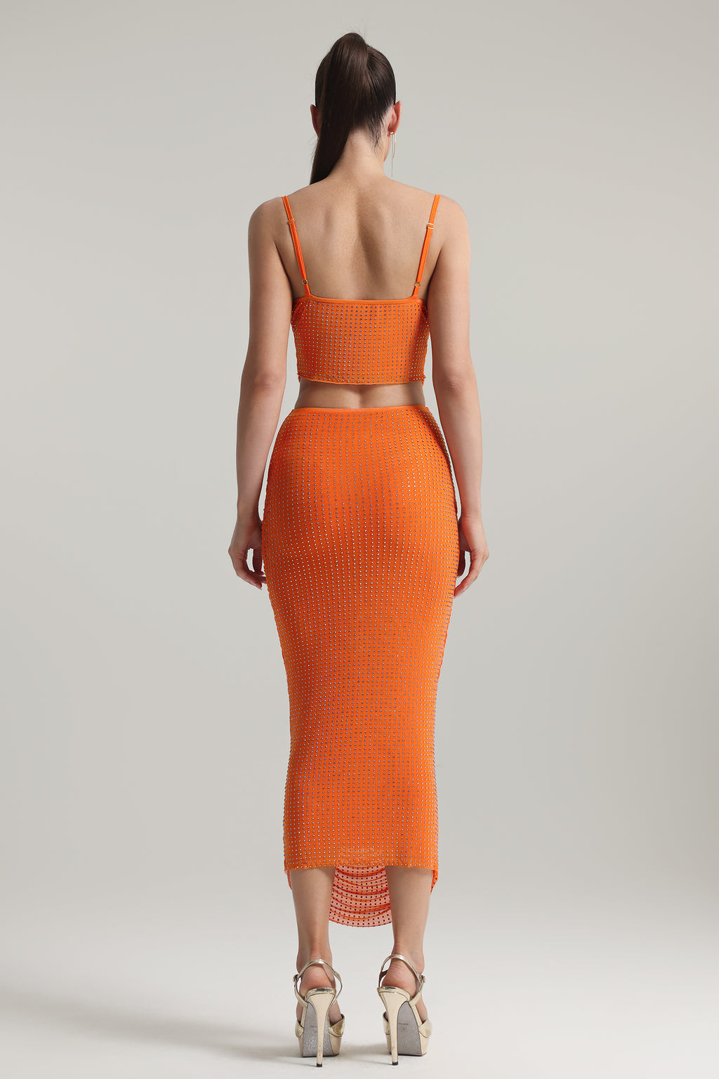 Rina Sleeveless Rhinestone Two Piece Set
