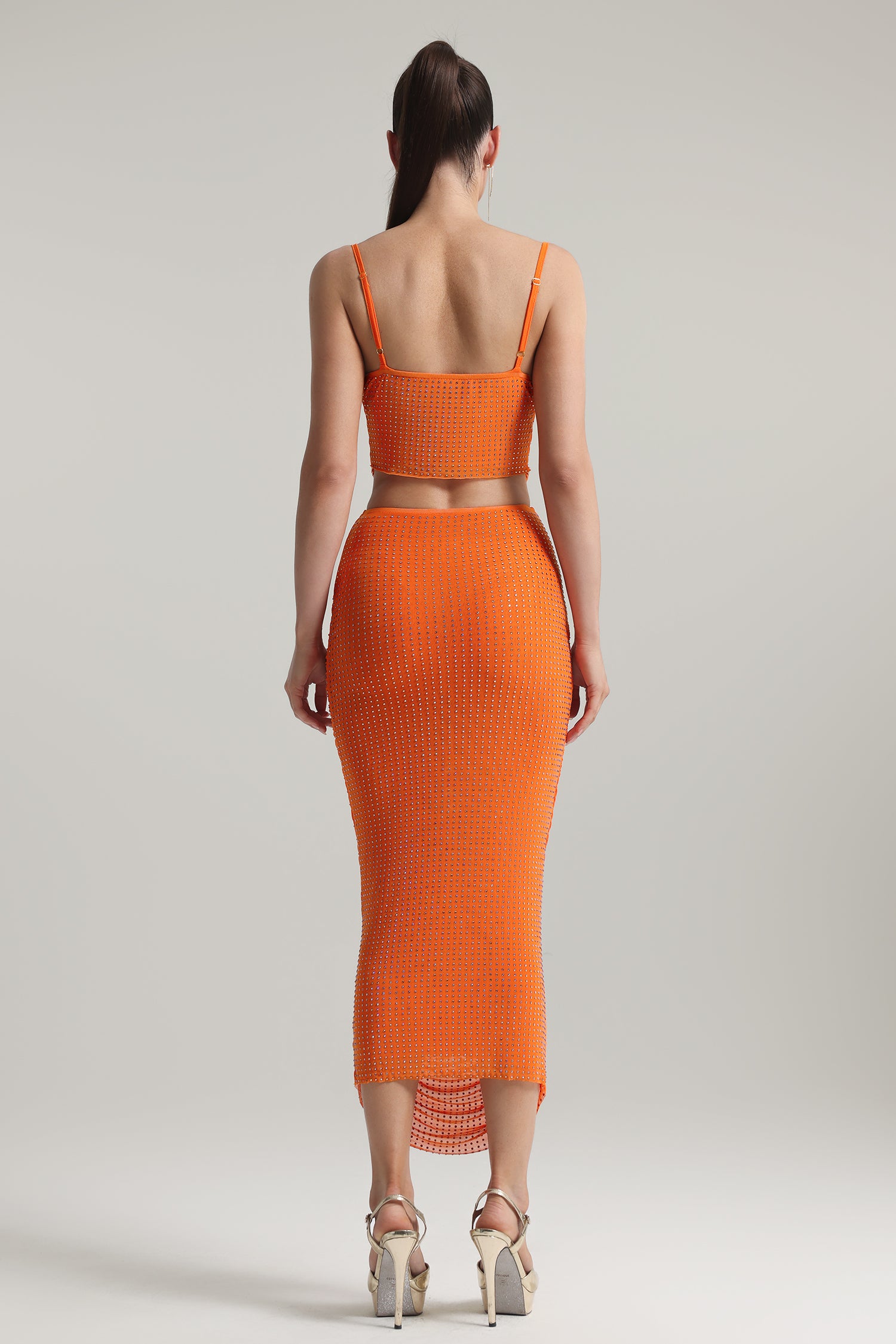 Rina Sleeveless Rhinestone Two Piece Set