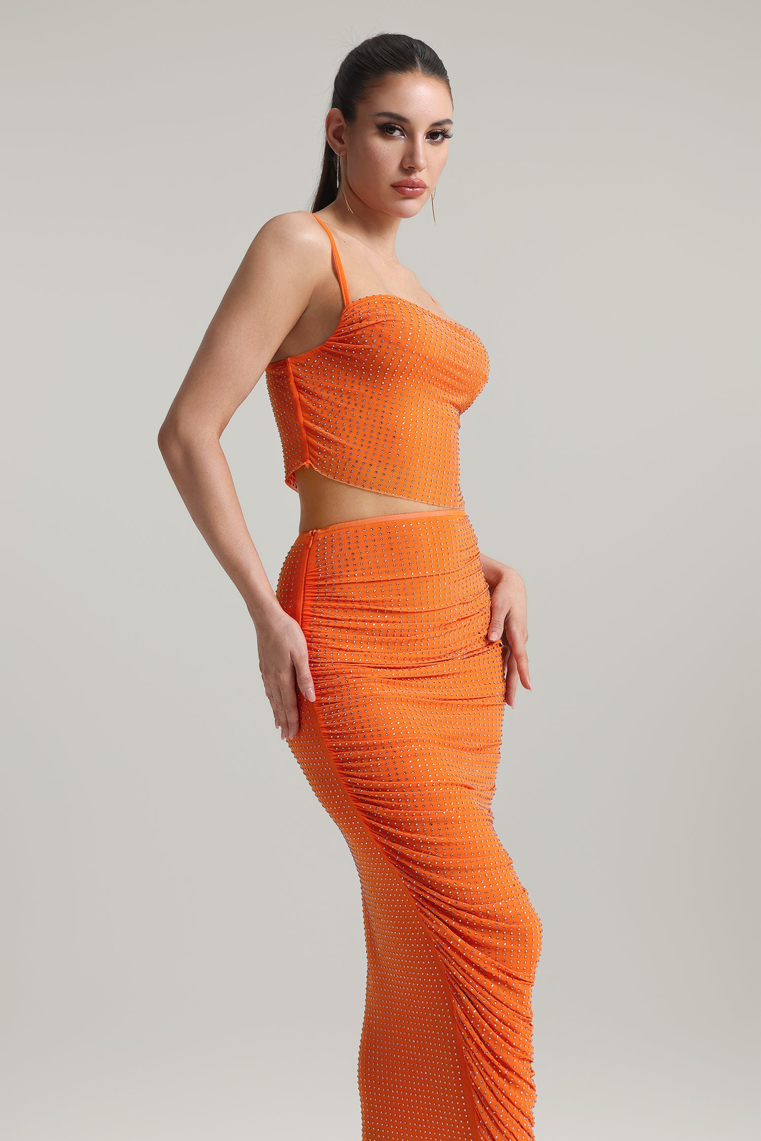 Rina Sleeveless Rhinestone Two Piece Set