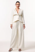 Yalia Classic Tailored Long Sleeve Woven Blazer Two Piece Set