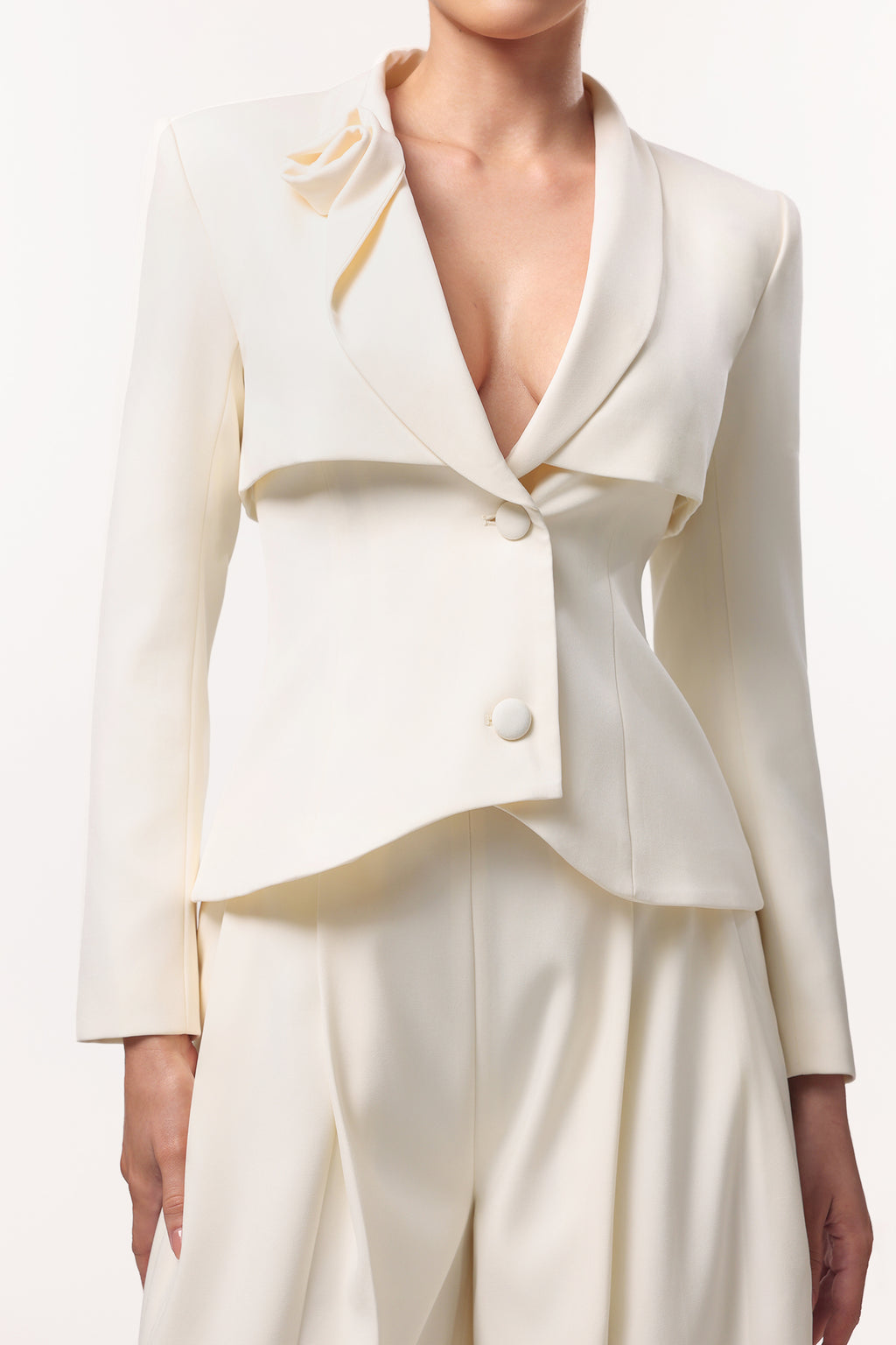 Yalia Classic Tailored Long Sleeve Woven Blazer Two Piece Set