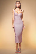 Ziriy Sleeveless V-Neck Bandage Pink Maxi Dress