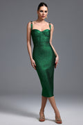 Ziriy Sleeveless V-Neck Bandage Green Maxi Dress