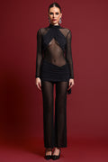 Leah Sexy Contour Ruched Crystal Mesh Jumpsuit