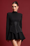 Tanria Classic Tailored Long Sleeve Crystal Mini Dress