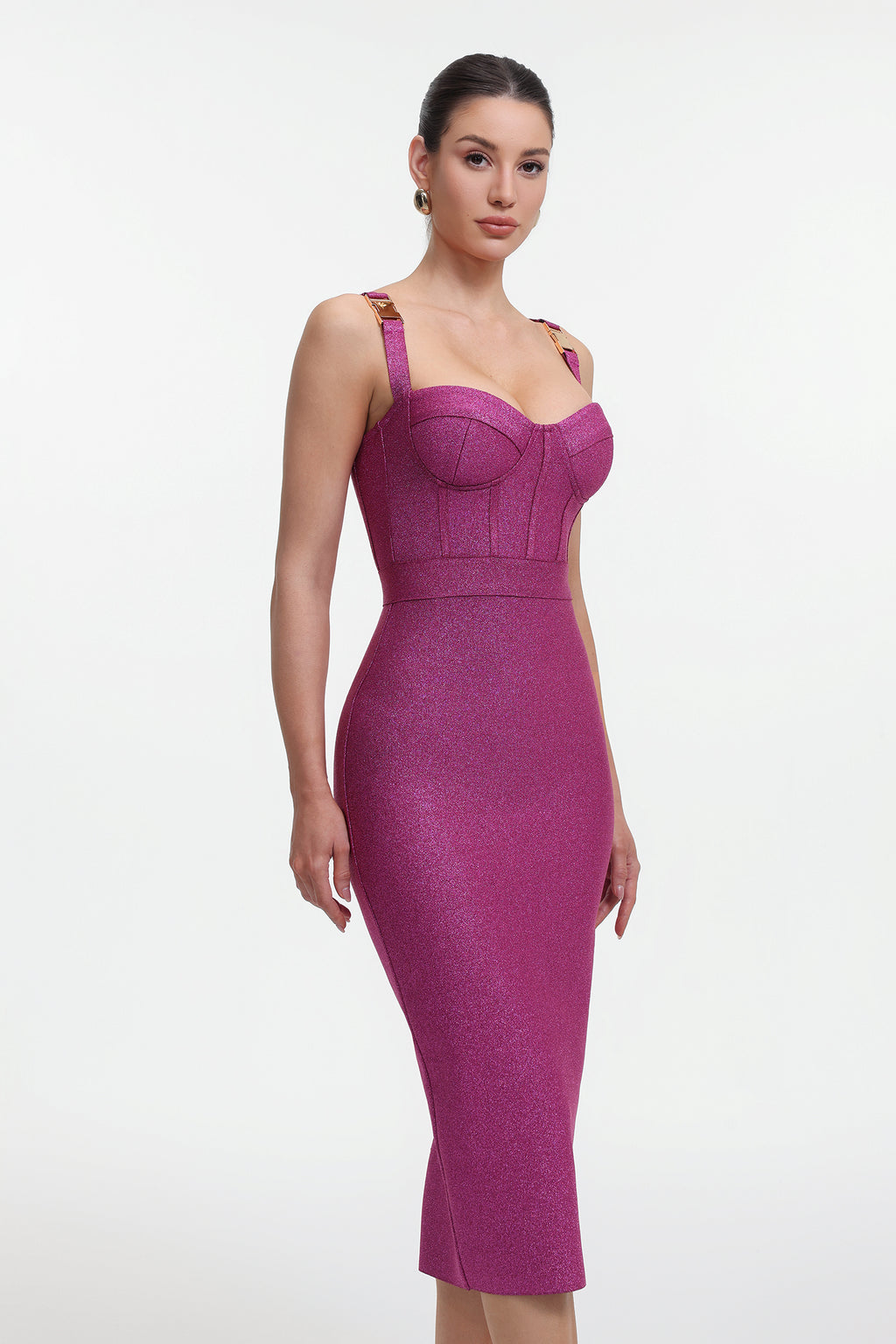 Ziriy Sleeveless V-Neck Bandage Purple Maxi Dress