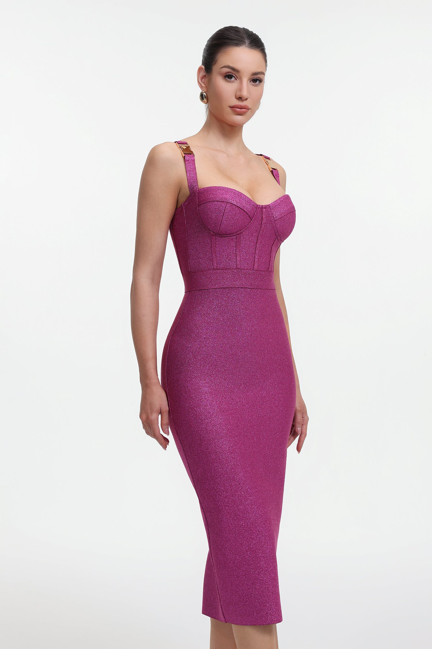 Ziriy Sleeveless V-Neck Bandage Purple Maxi Dress