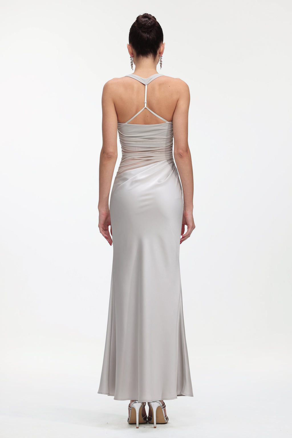 Lala Elegant Cinched Waist Sleeveless Pleated Maxi Dress