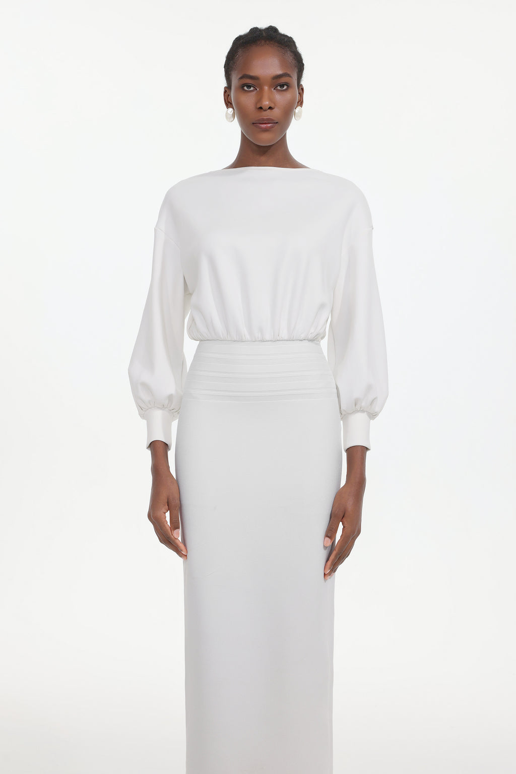 Taffy Classic Cinched Waist Long Sleeve Woven Maxi Dress