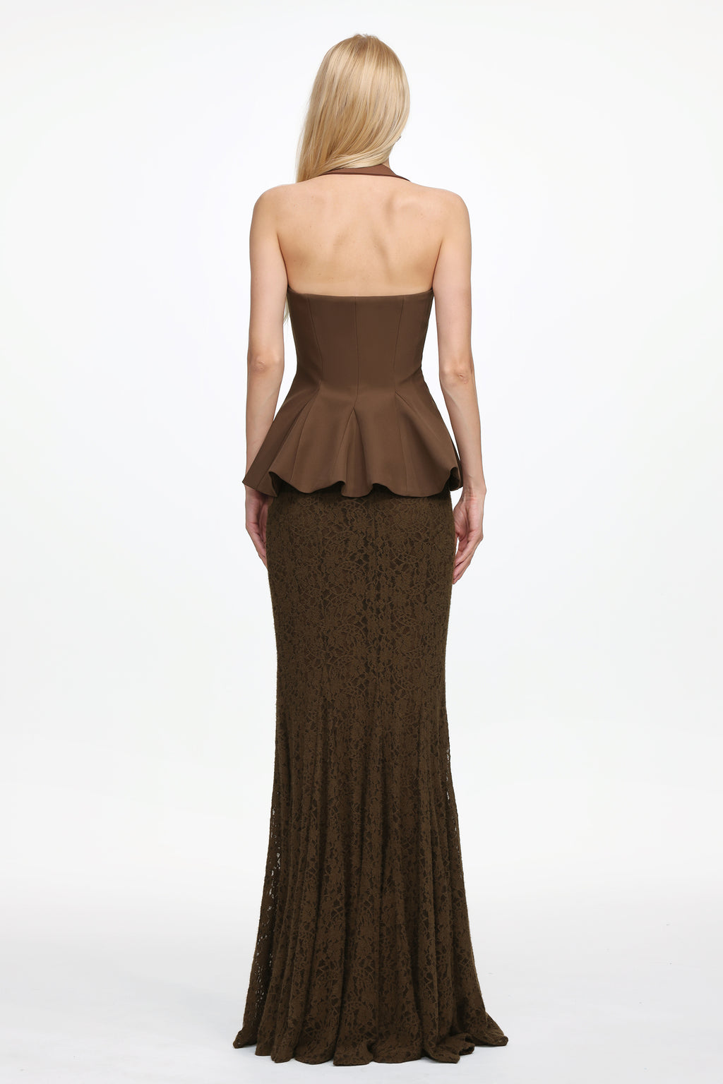 Reye Elegant Tailored Halter Top and Lace Skirt Set