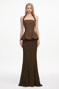 Reye Elegant Tailored Halter Top and Lace Skirt Set