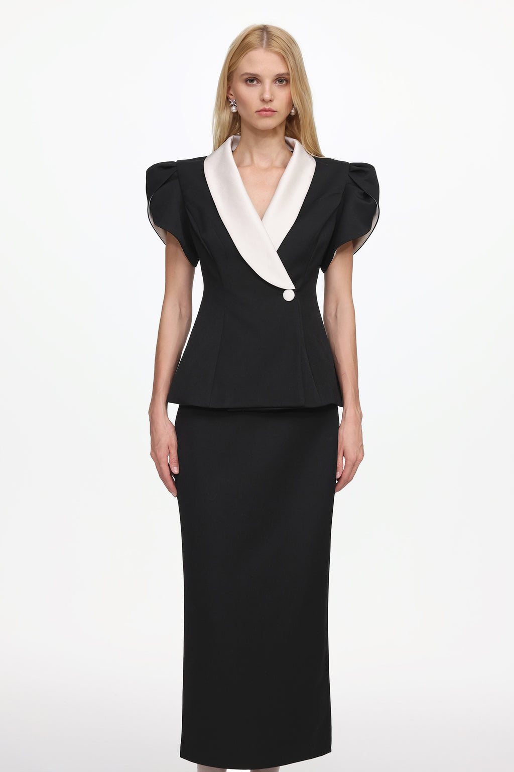 Katrina Classic Tailored Contrast Jacket and Skirt Set