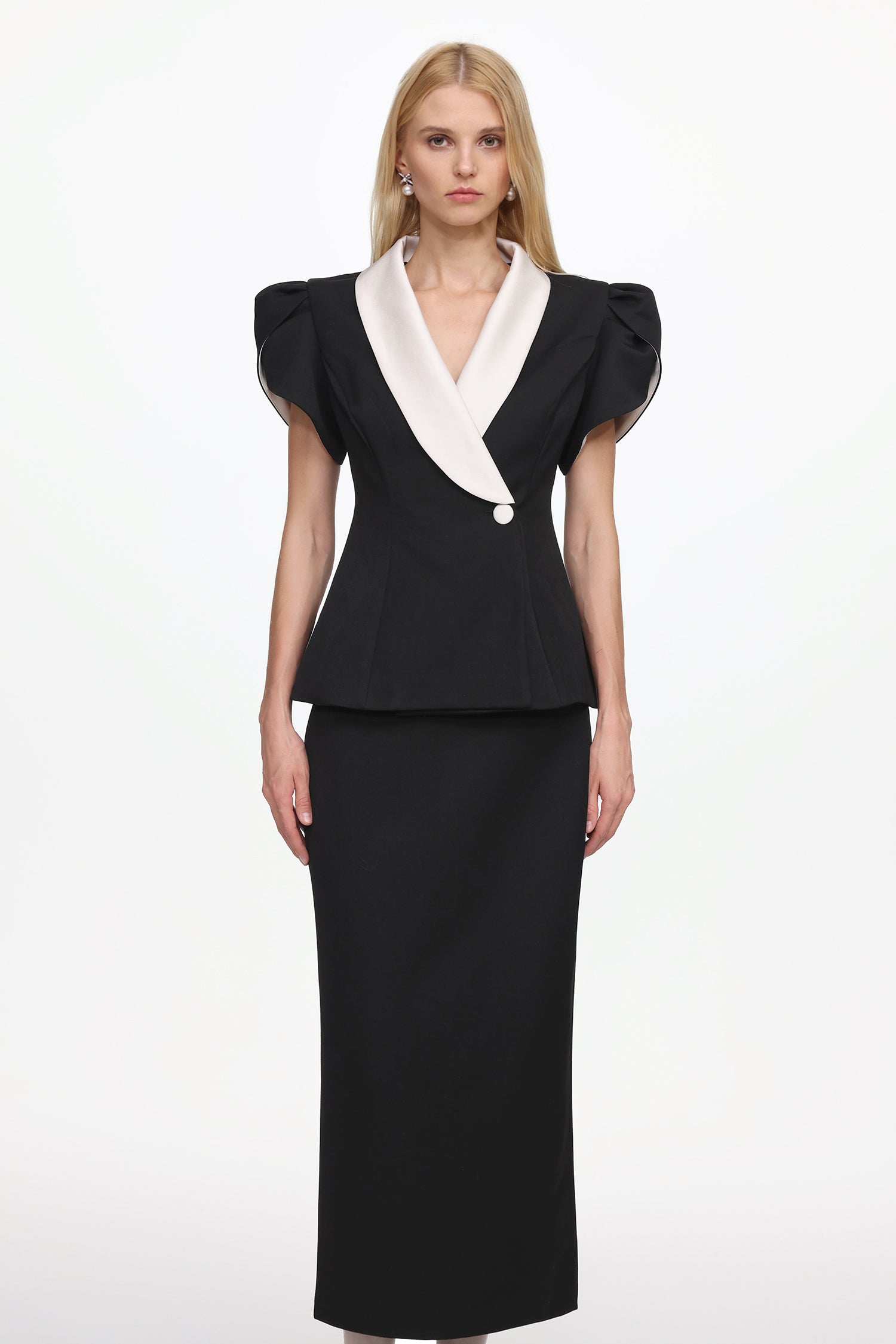 Katrina Classic Tailored Contrast Jacket and Skirt Set
