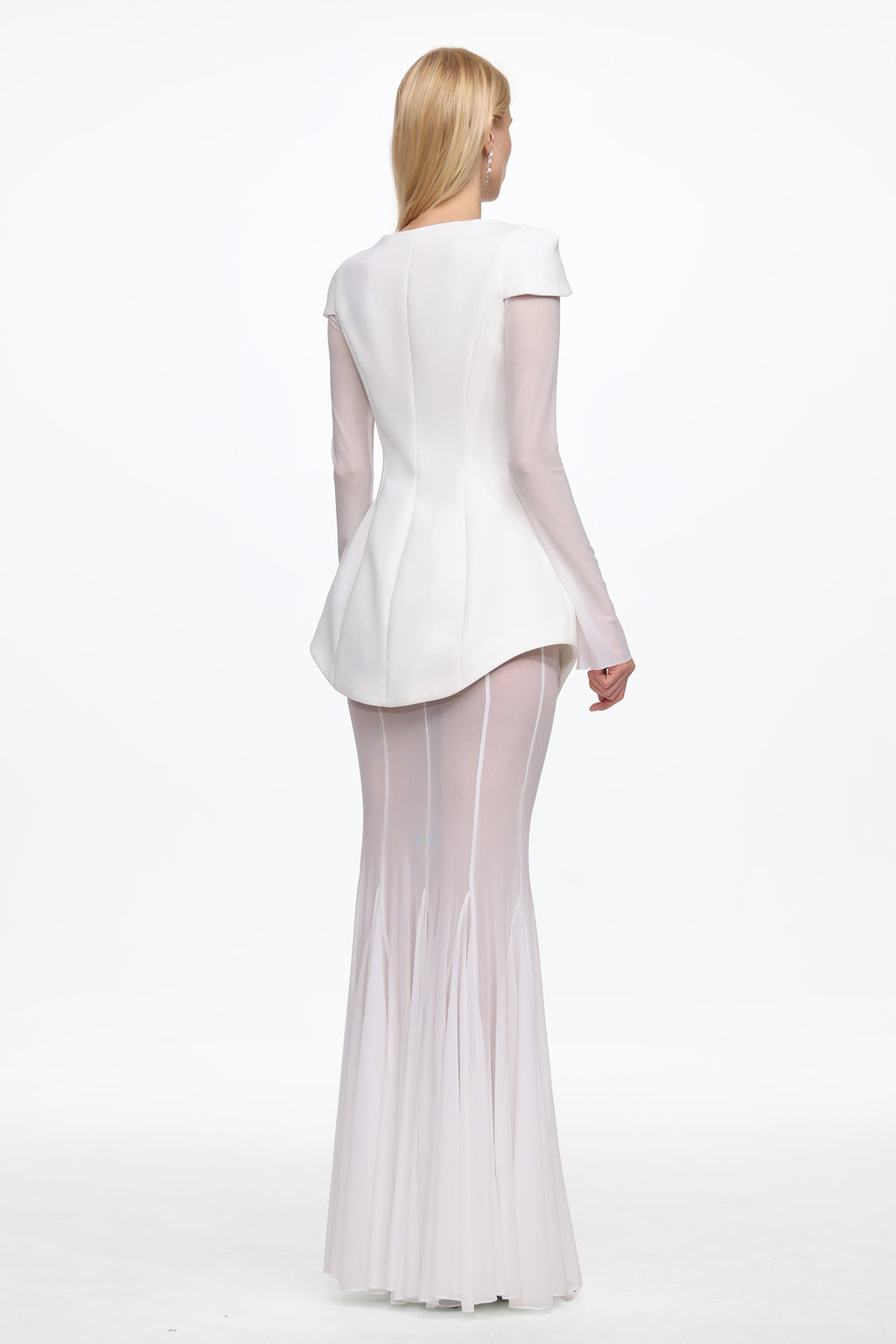 Irana Elegant Tailored Long Sleeve Top and Mesh Skirt Set