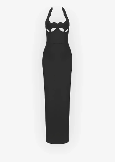 Black Cutout Halter Bandage Maxi Dress