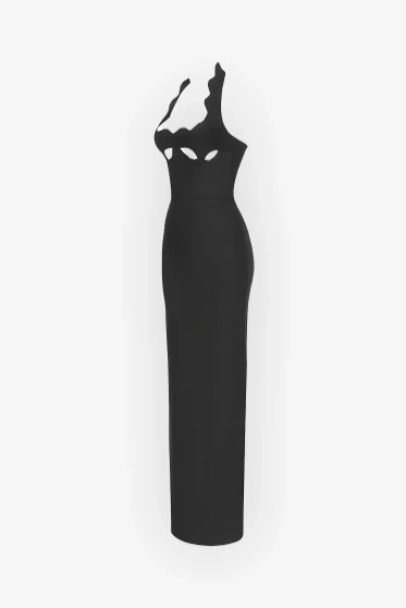 Black Cutout Halter Bandage Maxi Dress