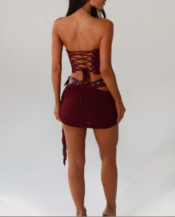 Desiree Mini Dress Burgendy