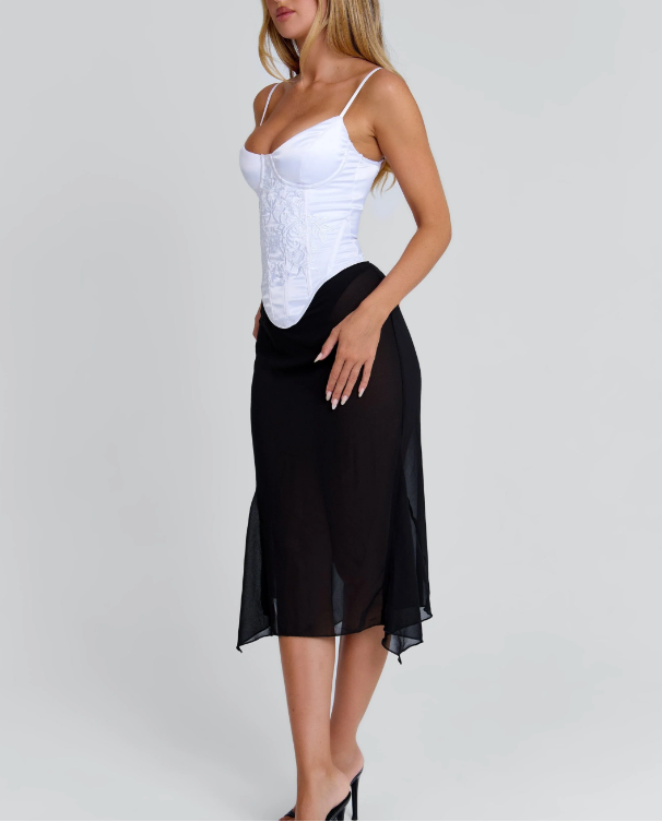Kailen Midi Dress White Black