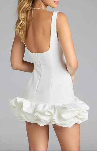 Ellerie Low Back Ruffle Bubble Short Dress