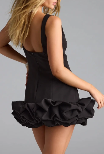 Ellerie Low Back Ruffle Bubble Short Dress