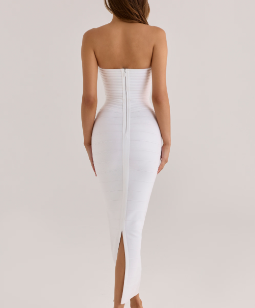 Strapless V Waist Bandage Maxi Dress