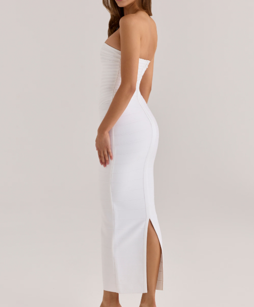 Strapless V Waist Bandage Maxi Dress
