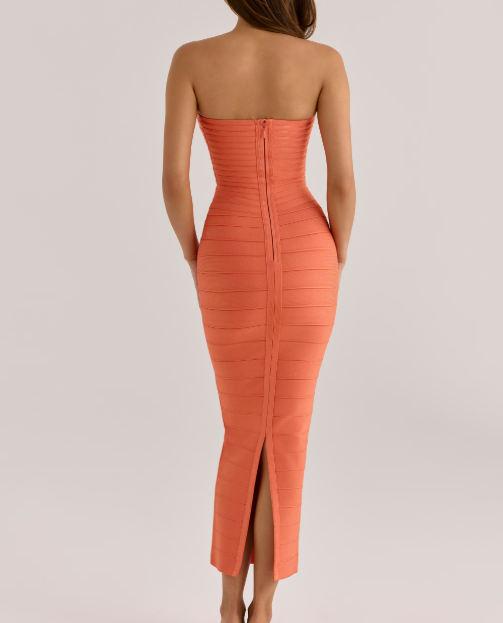 Strapless V Waist Bandage Maxi Dress